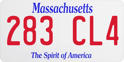 MA license plate 283CL4