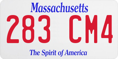 MA license plate 283CM4