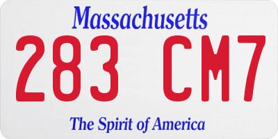 MA license plate 283CM7