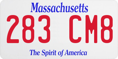 MA license plate 283CM8