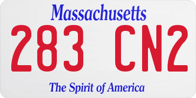 MA license plate 283CN2