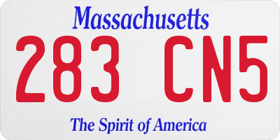 MA license plate 283CN5