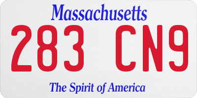 MA license plate 283CN9