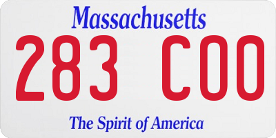 MA license plate 283CO0