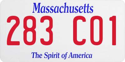 MA license plate 283CO1