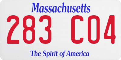 MA license plate 283CO4