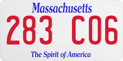 MA license plate 283CO6