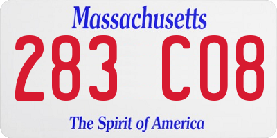 MA license plate 283CO8