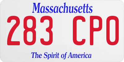 MA license plate 283CP0