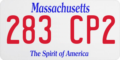 MA license plate 283CP2