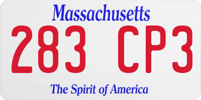 MA license plate 283CP3