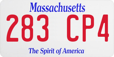 MA license plate 283CP4