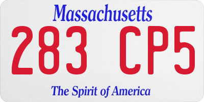 MA license plate 283CP5