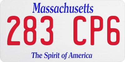 MA license plate 283CP6