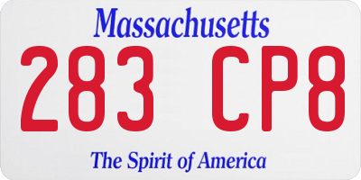 MA license plate 283CP8