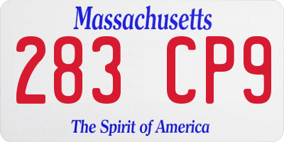 MA license plate 283CP9