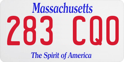 MA license plate 283CQ0