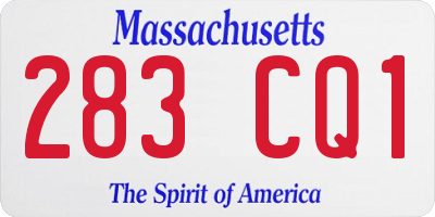 MA license plate 283CQ1