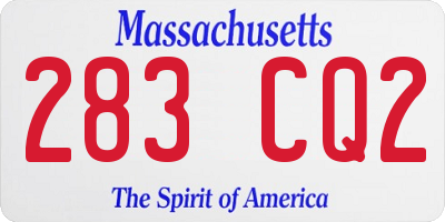 MA license plate 283CQ2
