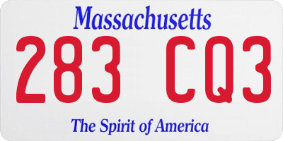 MA license plate 283CQ3