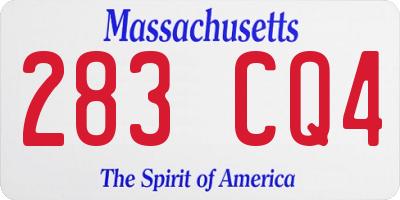 MA license plate 283CQ4