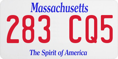 MA license plate 283CQ5