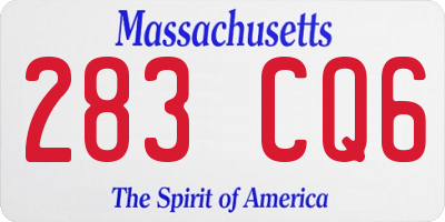 MA license plate 283CQ6