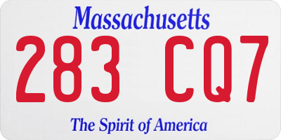 MA license plate 283CQ7