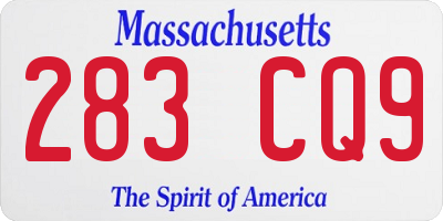 MA license plate 283CQ9