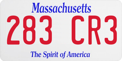 MA license plate 283CR3