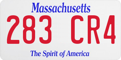 MA license plate 283CR4