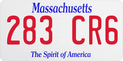 MA license plate 283CR6