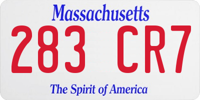 MA license plate 283CR7