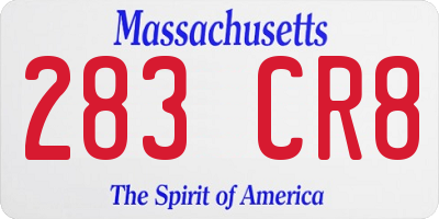 MA license plate 283CR8