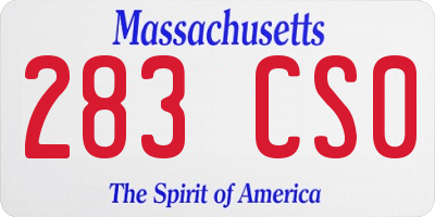 MA license plate 283CS0
