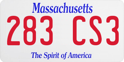 MA license plate 283CS3