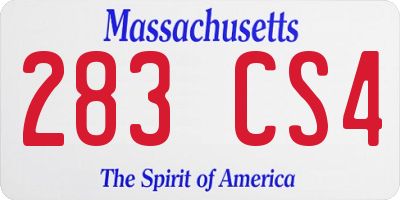 MA license plate 283CS4