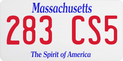 MA license plate 283CS5