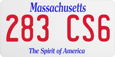 MA license plate 283CS6