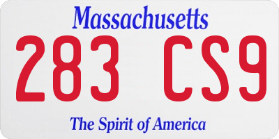 MA license plate 283CS9