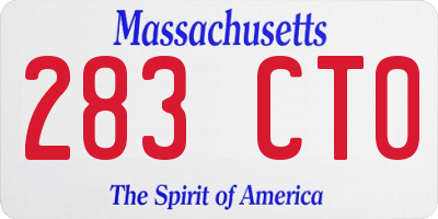 MA license plate 283CT0