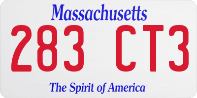 MA license plate 283CT3