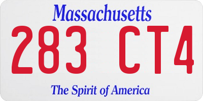 MA license plate 283CT4