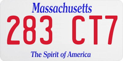 MA license plate 283CT7