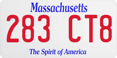MA license plate 283CT8