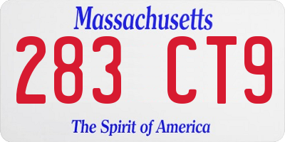 MA license plate 283CT9