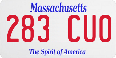 MA license plate 283CU0