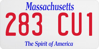 MA license plate 283CU1
