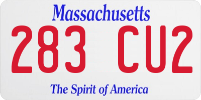 MA license plate 283CU2