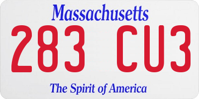 MA license plate 283CU3